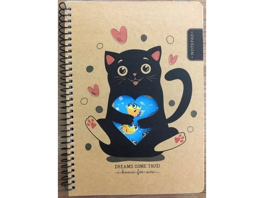 Teka Notizbuch A5/80K Kraft Katze Und Fisch |