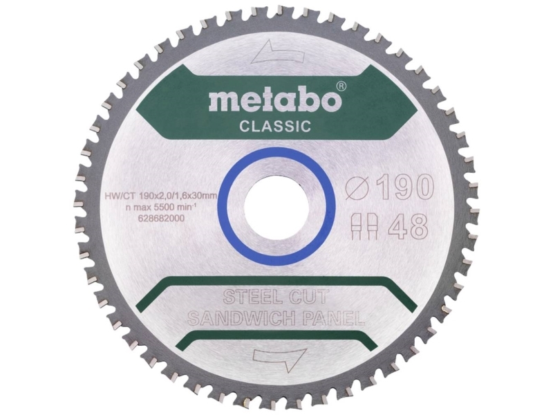 Metabo CLASSIC rundsavklinge FZ/FA 190 x 30 mm, 48 tænder til stål og sandwichpanel