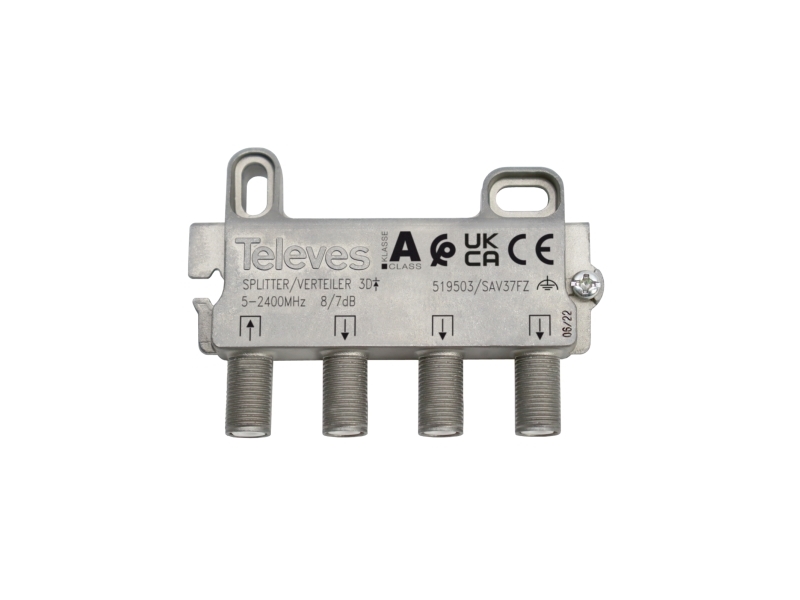 Televes 519503, Kabelsplitter, 5 - 2400 Mhz, Edelstahl, Buchse, F, 74 Mm