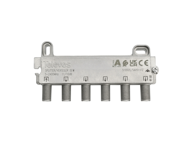 Televes 519505, Kabelfordeler, 5 - 2400 Mhz, Rustfrit Stål, Hunstik, F, 109 Mm