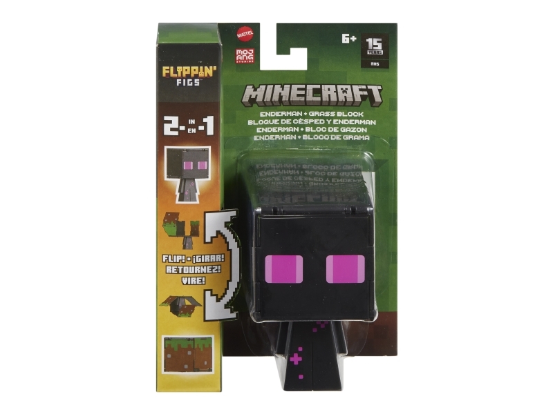 Minecraft Flippin \'\' \'\' Figs Enderman Grasblock 6 År Minecraft Svart Rosa Plast