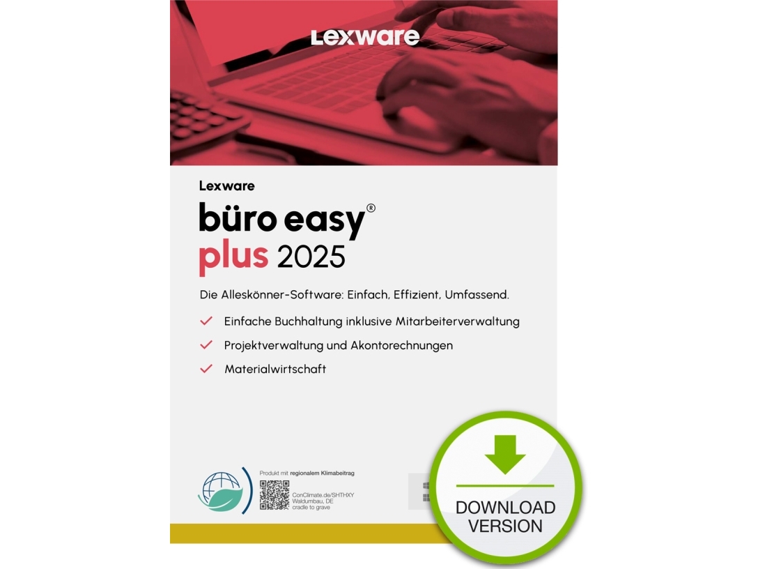 Lexware Büro Easy Plus 2025 "Unbegrenzte Laufzeit" Download, Regnskap, Elektronisk Programvarenedlasting (Esd), Tysk, Windows 11 Enterprise X64, Windows 10, Windows 11 Home, Windows 10 Education, Windows 11 Pro,...