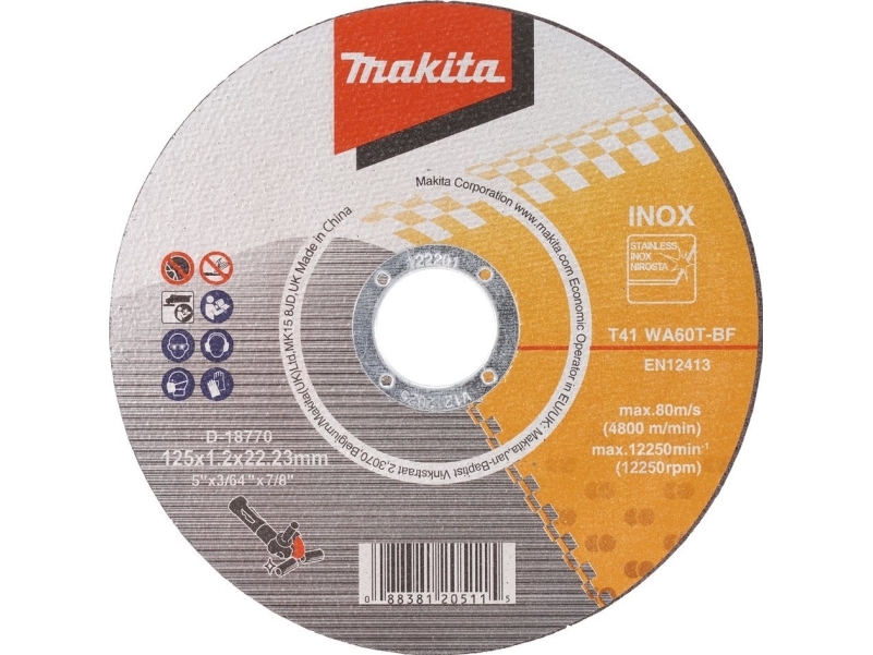 Makita D-18770-10 Skärhjul 125 X 1,2 WA60T-BF RST/Metal (10 st.) | Elverktyg - Tillbehör - Bitar & Borrset | GameStuff