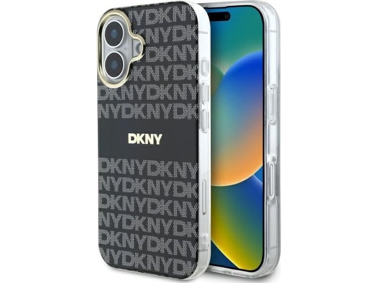 Dkny Dkhmp16shrhsek Iphone 16 6,1" Sort Hardcase – Repeat Texture Pattern With Stripe