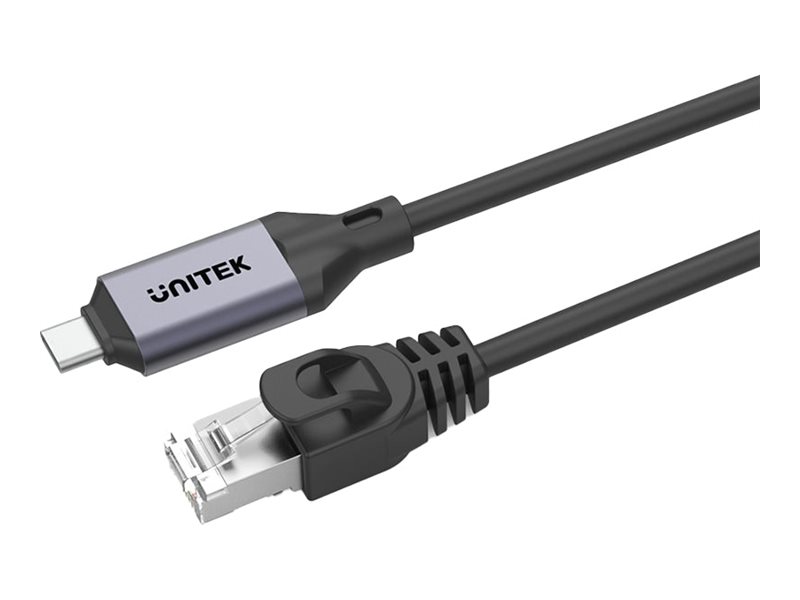 Unitek - Nätverkskabel - 24 Pin Usb-C (Hane) Till Rj-45 (Hane) - 2 M - Thunderbolt 3 / Thunderbolt 4 - Stöd För Gigabit Ethernet - Rymdgrå