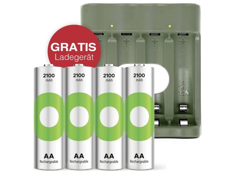Gp Promotion Gratis Oplader Usb-Modeloplader Gp B441 Inkl. 4X Aa-Batteri Genopladeligt Aa-Batteri Nimh 2100 Mah 1,2 V 1 Sæt