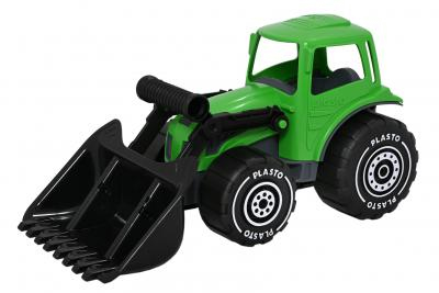 PLASTO Tractor with frontloader. Green. 32 cm