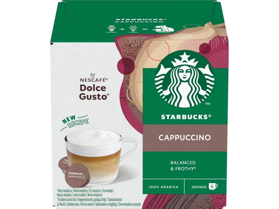 Kaffekapslar kompatibla med NESCAFE Dolce Gusto Starbucks Cappuccino, 6 + 6 st