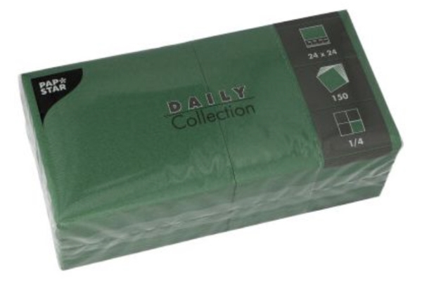 Papstar 89608, Grön, Textil, Torg, 240 mm, 240 mm, 150 styck | Catering - Dukar & Servetter - Servetter | GameStuff