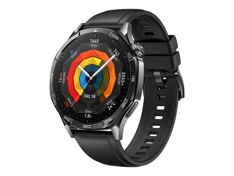 Huawei Watch GT 5 - 46 mm - rostfritt stål - smart klocka med rem - fluoroelastomer - svart - handledsstorlek: 140-210 mm - display 1.43 - NFC, Bluetooth - 77 g | Sport & Träning - Pulsklockor & Smartwatches - Smartklockor | GameStuff