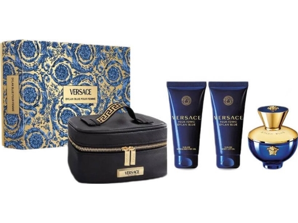 Versace Dylan Blue Pour Femme Edp 100Ml + Shower Gel 100Ml + Body Lotion 100Ml + Make-Up Taske