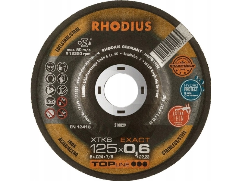 Rhodius XTK6 EXACT 210829 Skärskiva förböjd 125 mm 22,23 mm 1 st Rostfritt stål, Stål