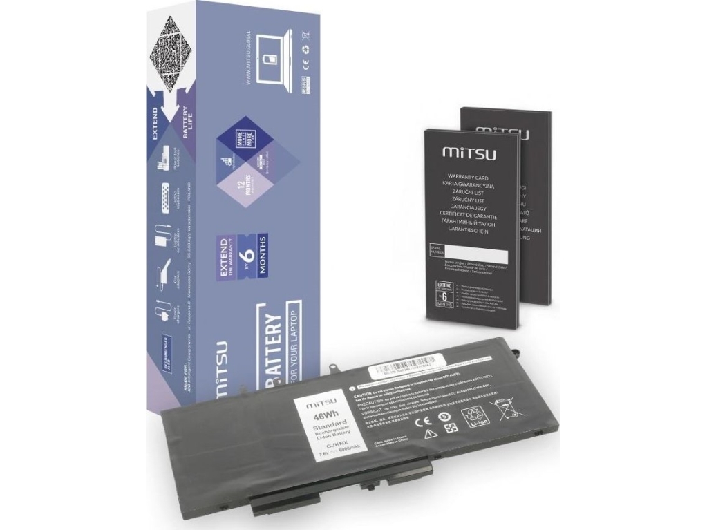 Mitsu För Dell Latitude 5490 5590 6000 Mah 46 Wh 7.6v