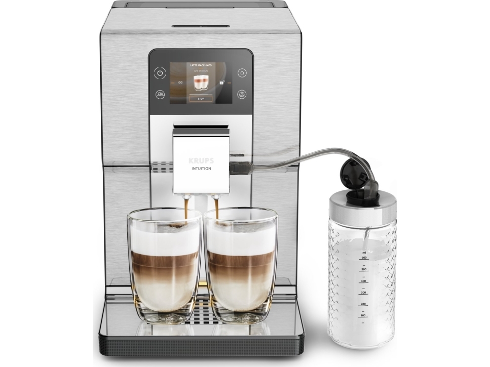 Krups Intuition Experience+ Ea877d Kombi Kaffemaskine Kaffebønner Indbygget Kværn 1550 Sort Børstet Stål