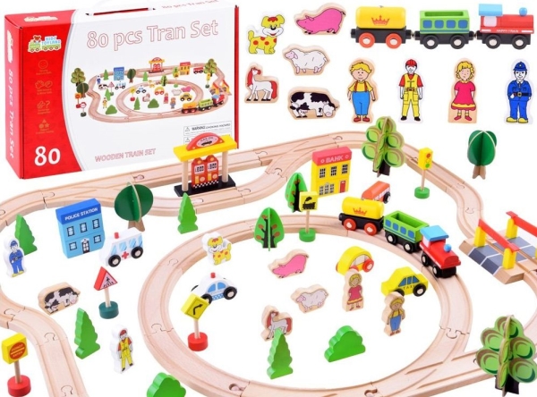 Jokomisiada stor togsæt i træ 80 dele ZA3573