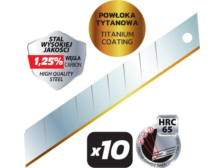 Dedra knive/blad til plade, præcisionsslib 18 mm 10 stk produceret i EU