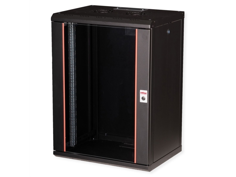 ROLINE 26.21.0176, Vægmonteret stativ, 16U, Nøglelås, Rack skinner, 29 kg, Sort