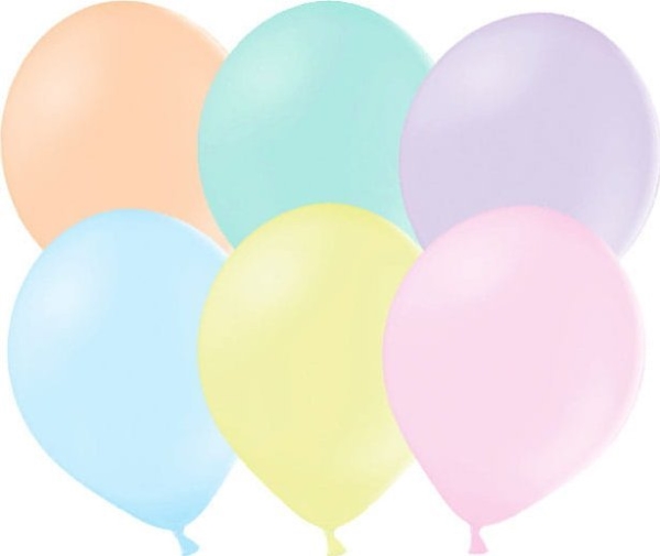 Partydeco Farvede Pastelfarvede Latex-Heliumballoner 100 Stk