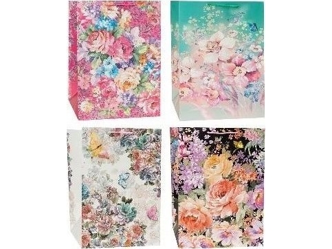 Rozette Lux Tasche Breiten Boden 28X42x28cm Pastell Blumen