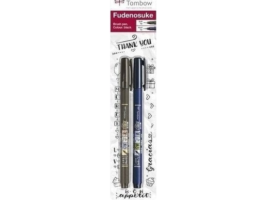 Tombow WS-BHS-2P, Sort, Sort, Rund, Vandbaseret blæk, 2 stk, Blister