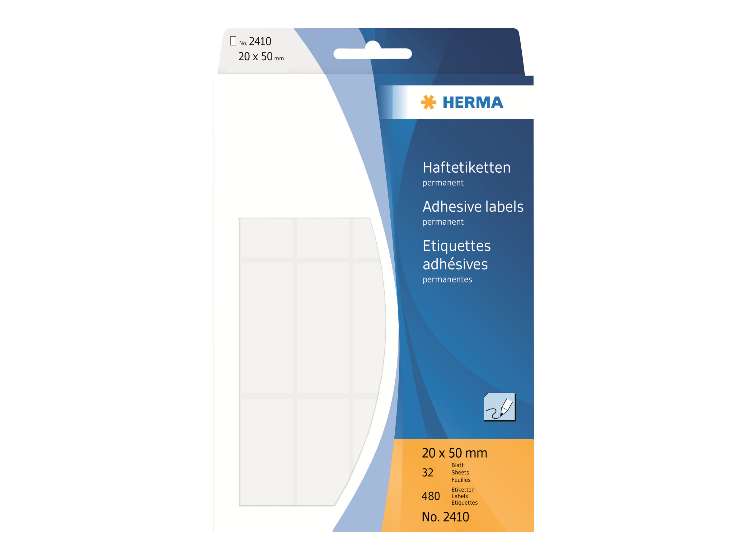HERMA - Papir - selv-klæbende - hvid - 20 x 50 mm 480 etikette(r) (32 ark x 15) etiketter