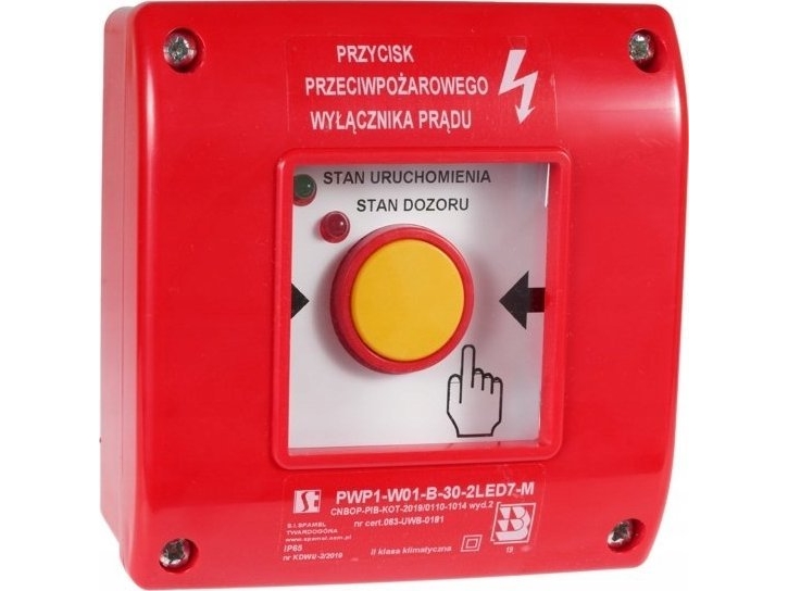 Spamel Handtaster Für Brandschalter Pwp1 (1No) Mit Cnbop-Zertifikat - 2 Leds Grün/Rot 230V