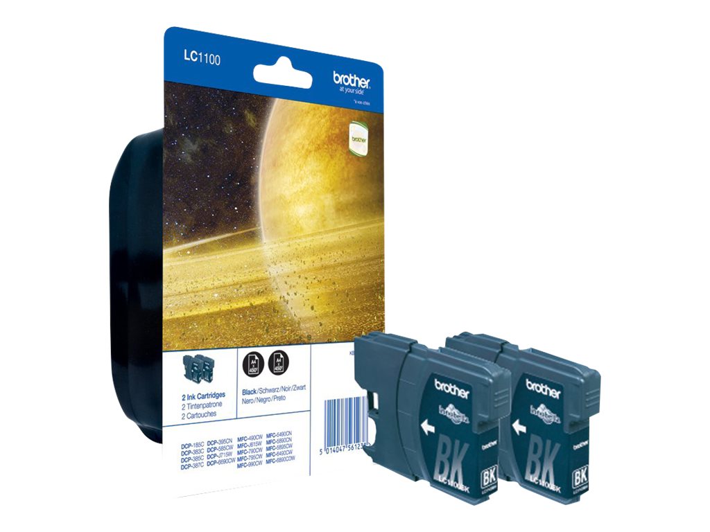 Brother Lc1100bkbp2 - 2 Pakker - Sort - Original - Blister - Blækpatron - For Brother Dcp-185, 395, 585, 6690, J715, Mfc-490, 5490, 790, 795, 990, J6