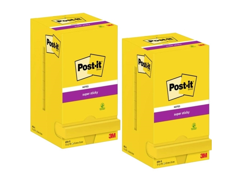 3M Post-It Sticky Notes Super Sticky Notes 76 X 76 Mm 12+ 12 9020654 - Fäster På Nästan Alla Ytor Och Kan Tas Bort Utan Att Lämna Några Rester - Kan Användas Om Och Om Igen - Superstark - Långvarig Vidhäftning - Även På Texturerade Och Vertikala Yto