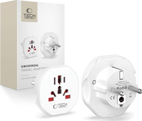 Tech-Protect Universal Travel Adapter From Eu White