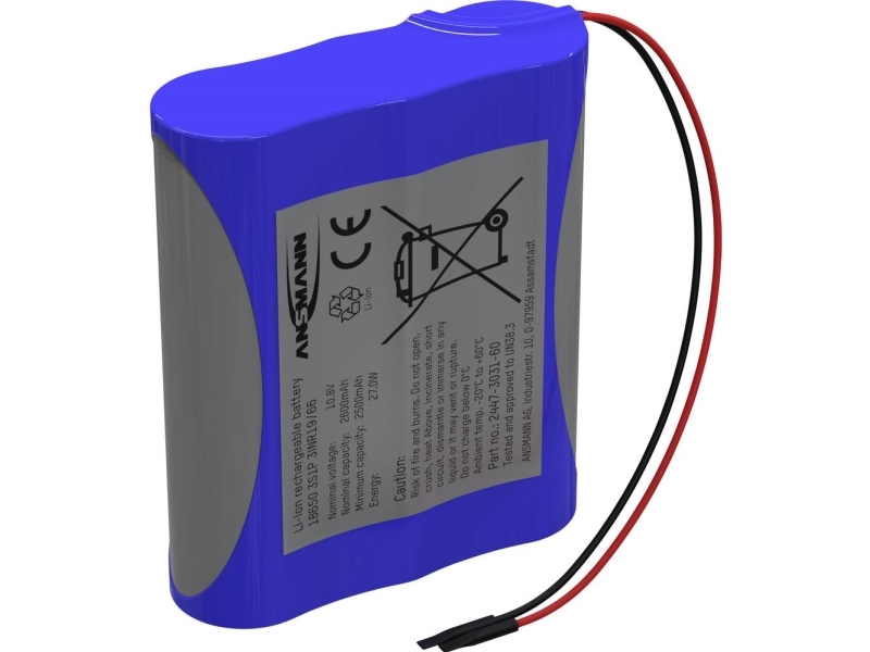 Ansmann 3S1p Batteripakke Celletal: 3 Batteristørrelse: 18650 Kabel Litium 10.8 V 2600 Mah