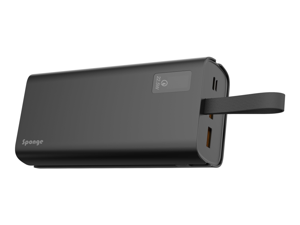 Sponge Energy - Powerbank - 30000 Mah - 22,5 Watt - 3 A - Qc - 3 Ausgangsstikforbindelser (24 Pin Usb-C, 2 X Usb)