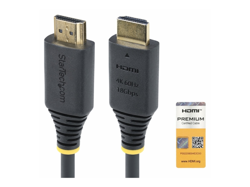 Startech 4M (13Ft) Premium Certified High Speed Hdmi Cable, 4K60hz - Premium High Speed - Hdmi-Kabel Med Ethernet - Hdmi Han Til Hdmi Han - 4 M - Sor