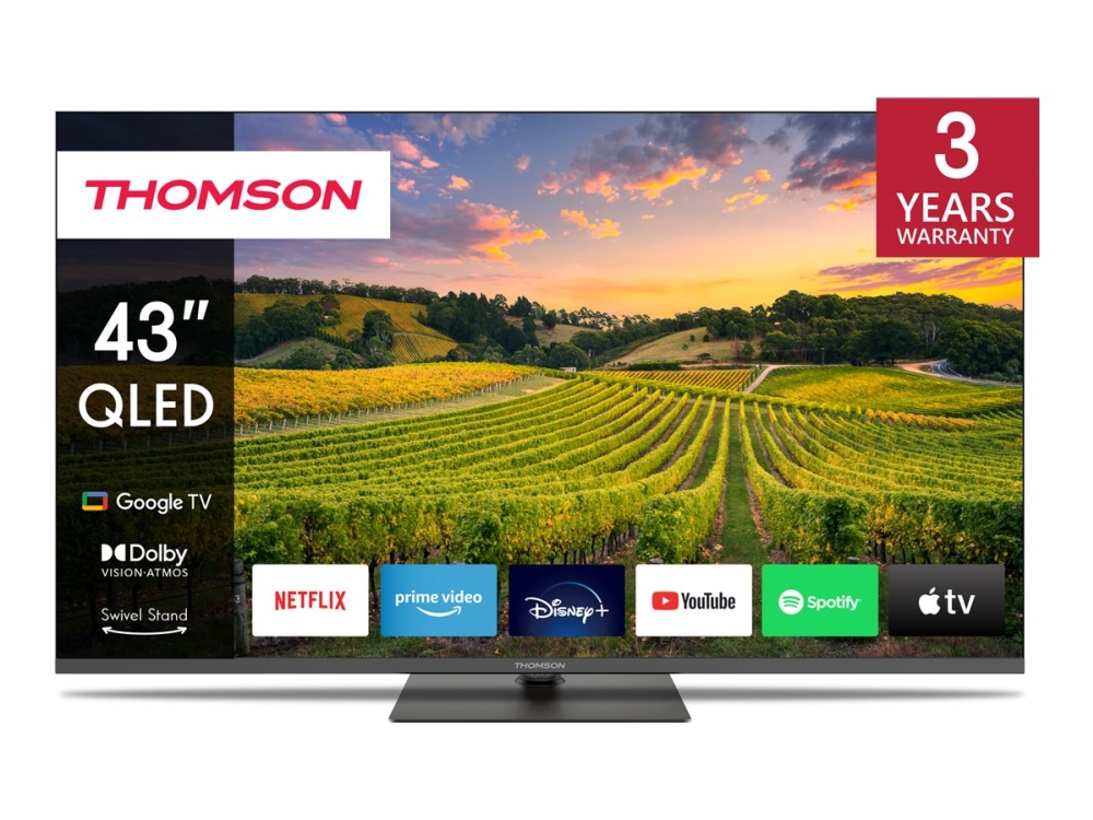 Thomson 43Qg5c14, 109,2 Cm (43"), 3840 X 2160 Pixel, Qled, Smart-Tv, Wlan, Schwarz