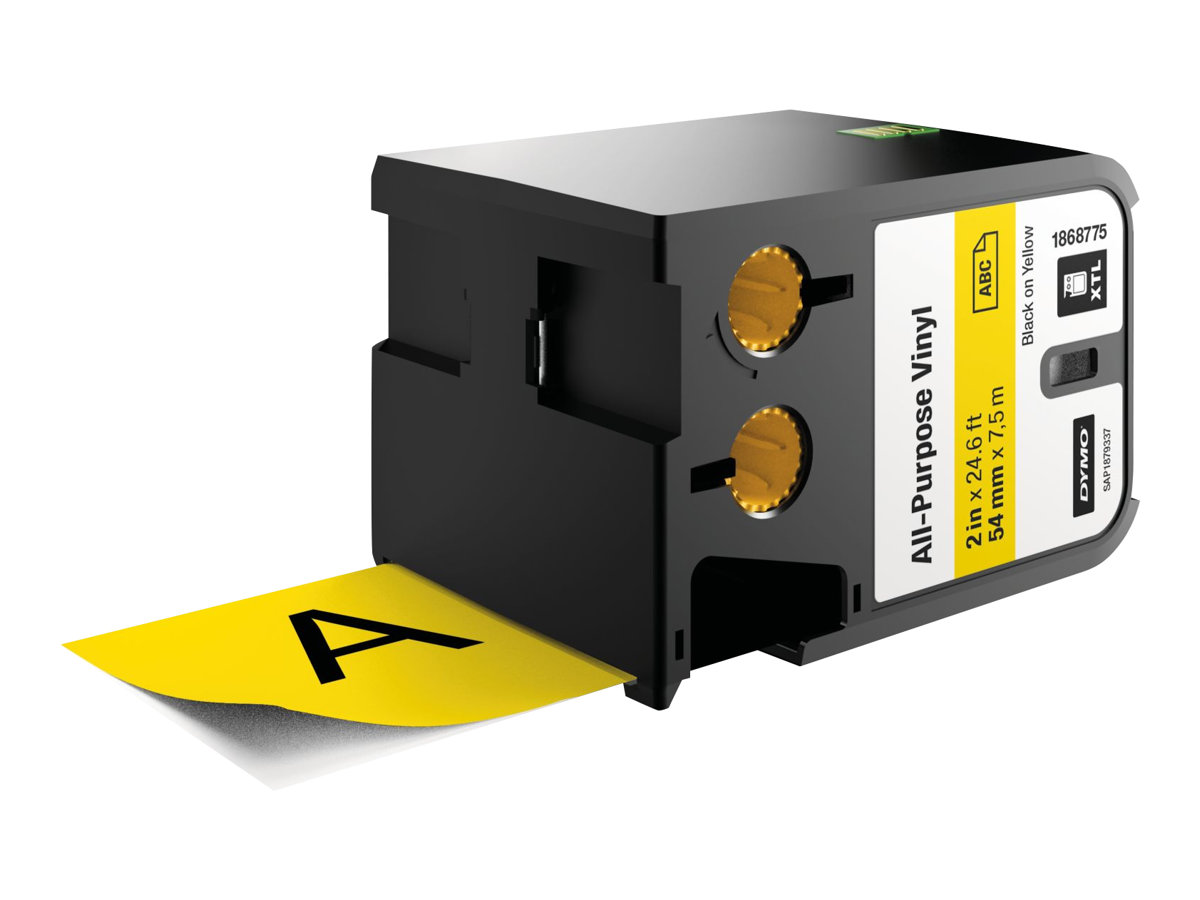 Dymo Xtl - Vinyl - Permanent Klæbemiddel - Sort På Gul - Rulle (0,54 Cm X 7 M) 1 Kassette Tape - For Xtl 500