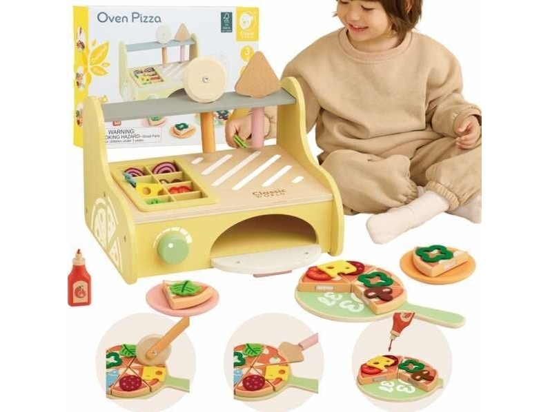 Classic World Pizzaugn med tillbehör - Lekmat i trä | Leksaker - Rollek - Leksakskök och mat | GameStuff