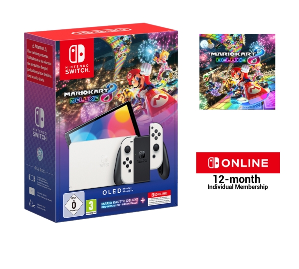 Nintendo Switch Oled Mario Kart 8 Deluxe Switch Online 12 Months Nintendo Switch Nvidia Custom Tegra Hvid Analog/digital D Måtte Hjemknap