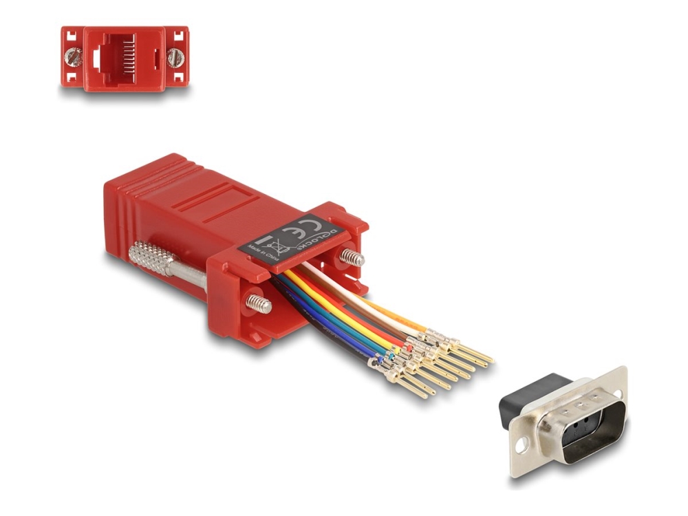 Delock D-Sub 9-Pin Han Til Rj45 Hun Monteringssæt Rød