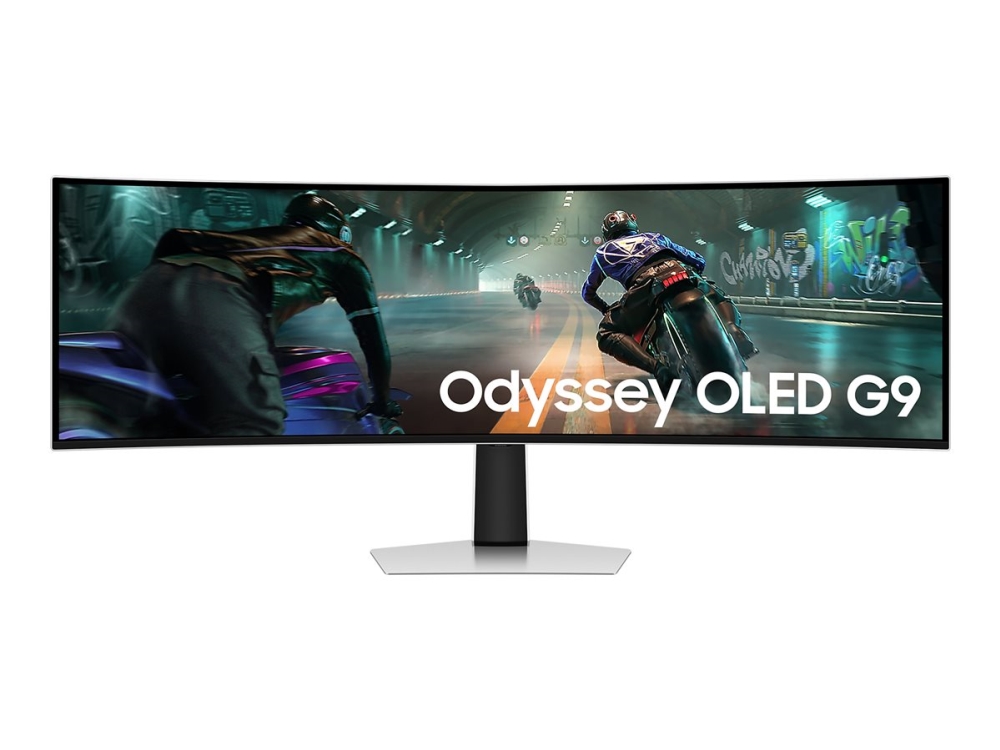 Samsung Odyssey OLED G9 S49DG910SU - G91SD Series - OLED-monitor - spel - böjd - 49 - 5120 x 1440 Dual Quad HD @ 144 Hz - 250 cd/m² - 1000000:1 - DisplayHDR 400 True Black - 0.03 ms - DisplayPort, Micro HDMI, HDMI - silver