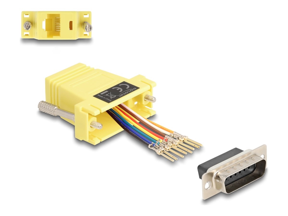 Delock - Seriel Adapter - 15 Pin D-Sub (Db-15) (Han) Kan Skrues Til Rj-45 (8 Pin) (Hun) - Individuelt Tildelbart Serielinterface - Gul