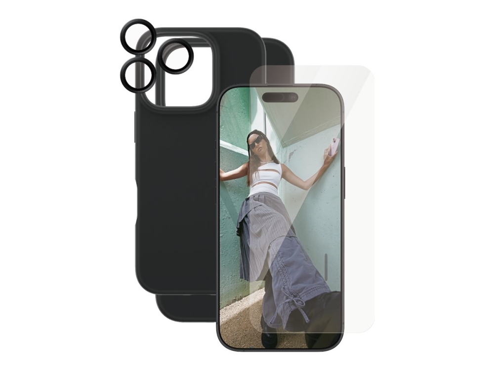 CARE by PanzerGlass - Baksidesskydd för mobiltelefon - termoplastisk polyuretan (TPU), PET (Polyethylene Terephthalate), oleofobisk beläggning, aluminiumlegering, silikonbeläggning - svart - med skärm- och objektivskydd - för Apple iPhone 16 Pro | Tele & GPS - Mobil tillbehör - Skydd & Väskor | GameStuff