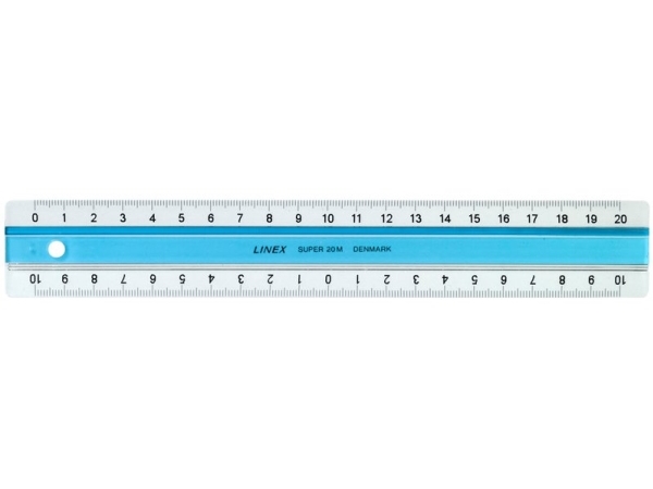 Linex 400040187, Skrivbordslinjal, Akrylglas, Gummi, Blå, Vit, cm, mm, 200 mm, 1 styck | Skrivredskap - Skrivtillbehör - Linjaler & målare | GameStuff