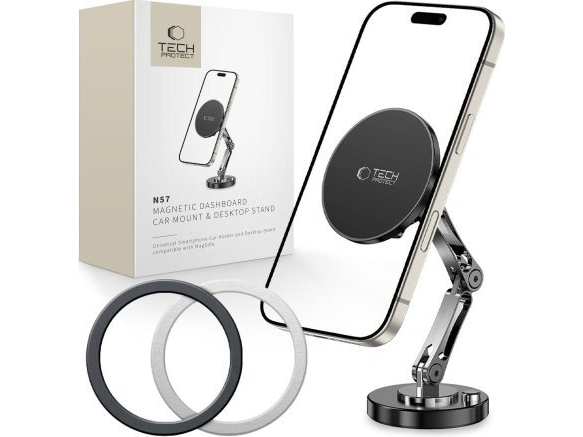 Tech-Protect N57 Magnetic Magsafe Dashboard Car Mount & Desktop Phone Stand Black