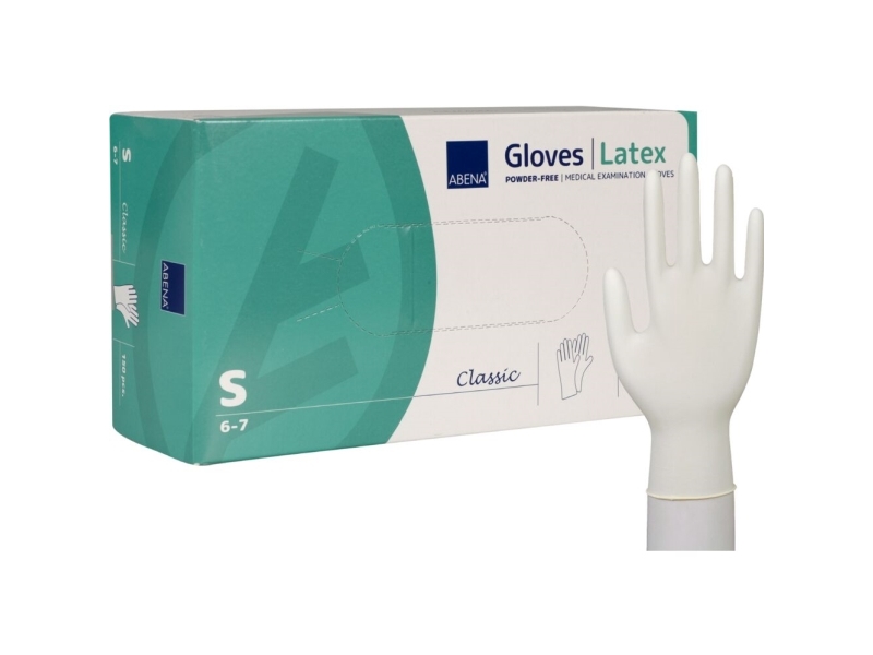 Undersøgelseshandske, ABENA Classic, S, nature, latex, pudderfri - (150 stk.)