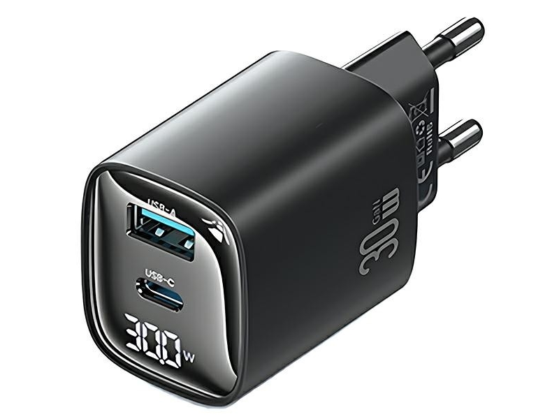 Charger 30W Gan Led Usb+Usb-C Cc229 Black