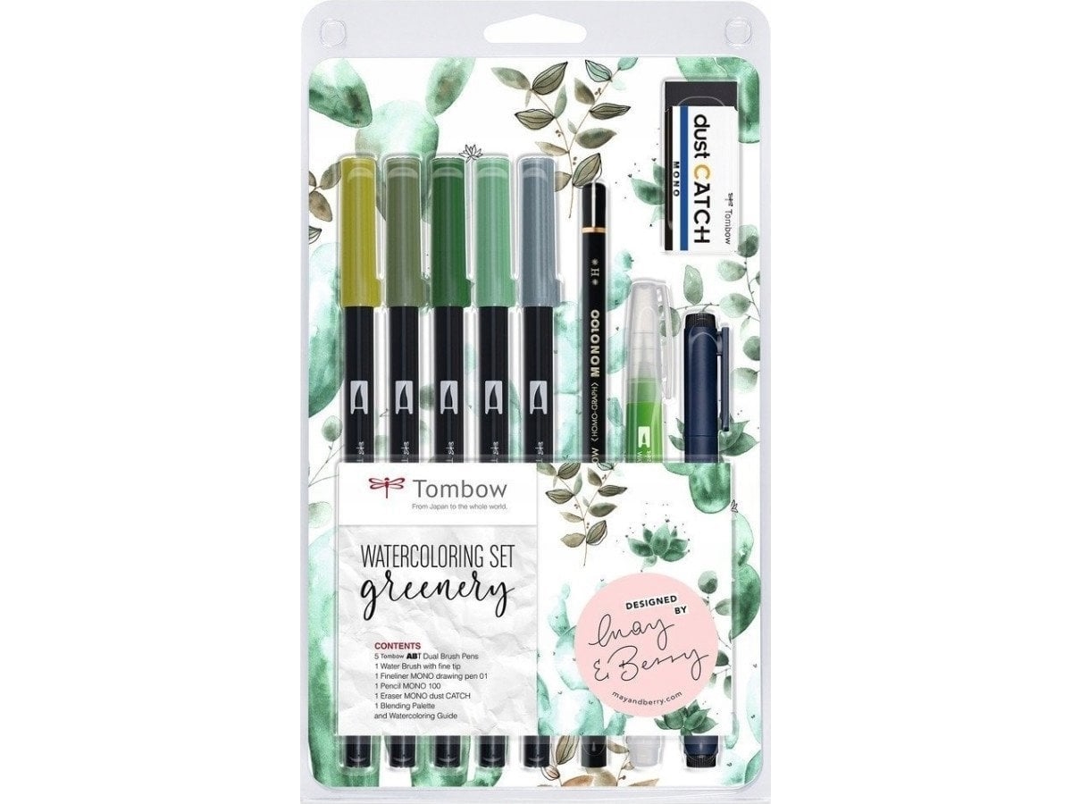 Marker Tombow Abt Dual Brush Set Greenery (9)