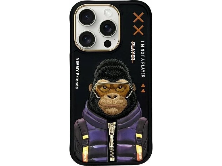 Nimmy Apple Iphone 16 Pro Max 6.9" Dėklas Telefonui Juodos Spalvos Cool&Cute 2.0 Monkey