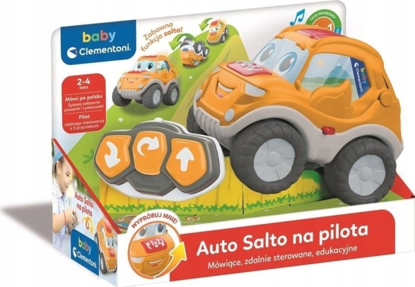 Clementoni Kalbantis nuotoliniu būdu valdomas edukacinis vikrusis automobilis su salto funkcija, vaikams nuo 2 iki 4 metų, mokomasis, lenkių kalba