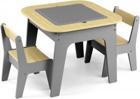 Milly Mally Olaf Blocks möbelset - bord och två stolar Dark Grey | Leksaker - Rollek - Leksakskök och mat | GameStuff