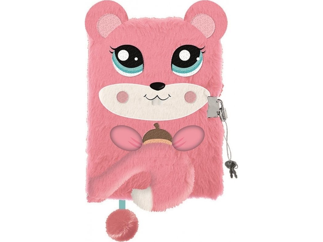 Dagbog med 3D-lås og nøglering (Squirrel) A5 96 ark linjer