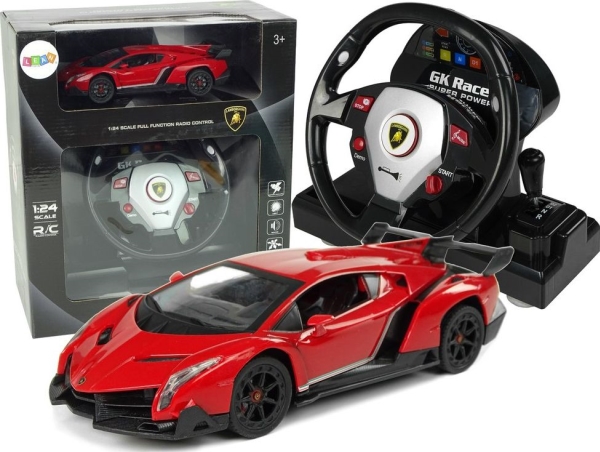 Lean Toys Nuotoliniu būdu valdomas automobilis Lamborghini Veneno raudonas 1:24